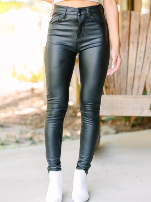 All Black Faux Leather Pants