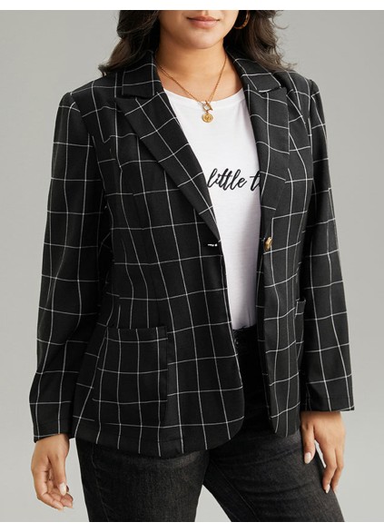 Black checked suit jacket for women