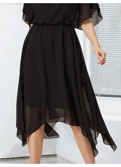Black chiffon simple elegant dress