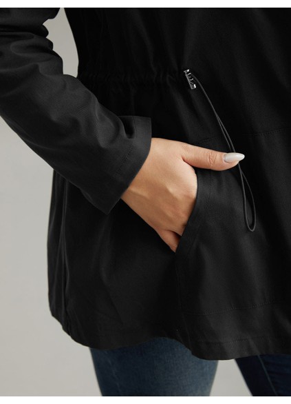 Black elegant waist drawstring jacket