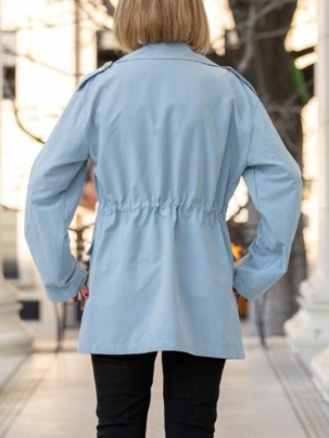 Blue drawstring pocket work jacket
