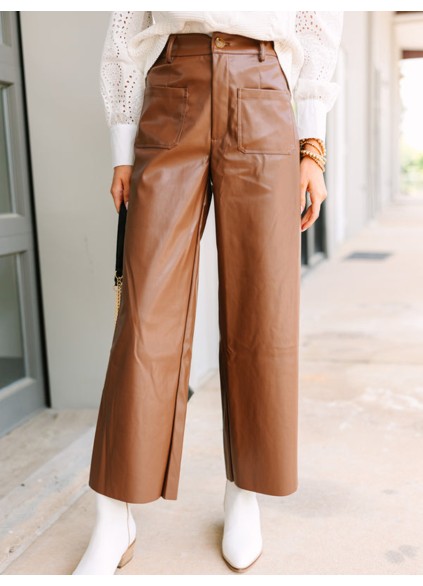Brown Faux Leather Pants