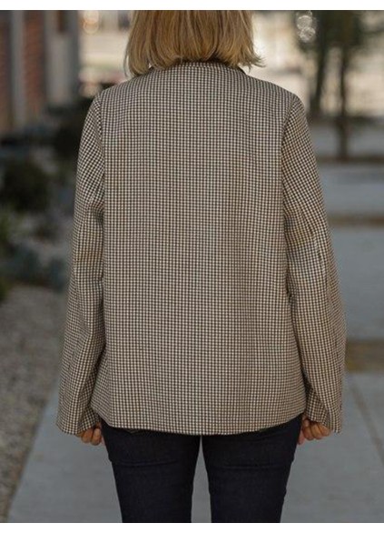 Brown patchwork plaid suit jacket
